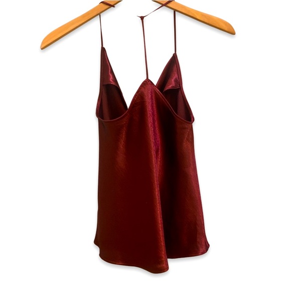NWOT Express Maroon Cowl Neck Satin Tank Top - Picture 3 of 5